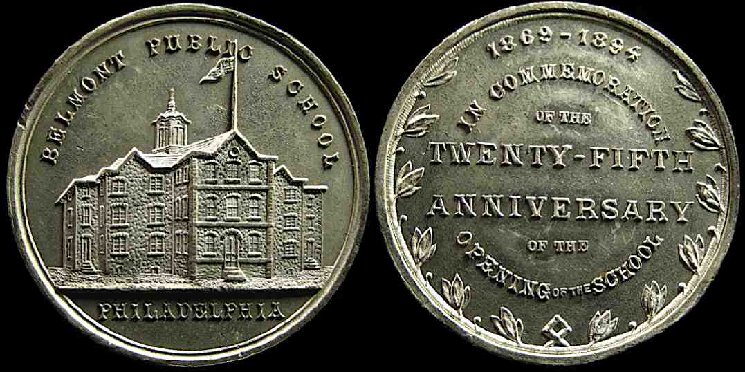 Twenty Fifth Anniversary Belmont Public School Philadelphia medal