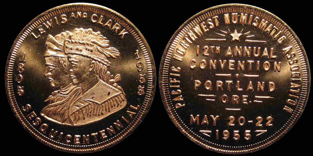 Pacific NW Numismatic 1955 Convention Portland Lewis & Clark medal