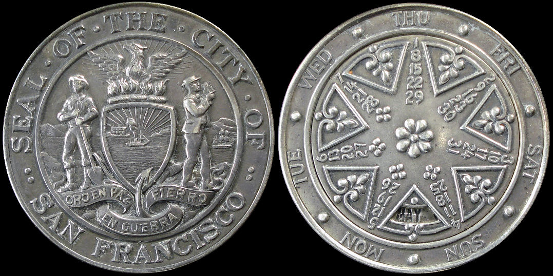 Seal Of The City Of San Francisco Moveable Calendar medal