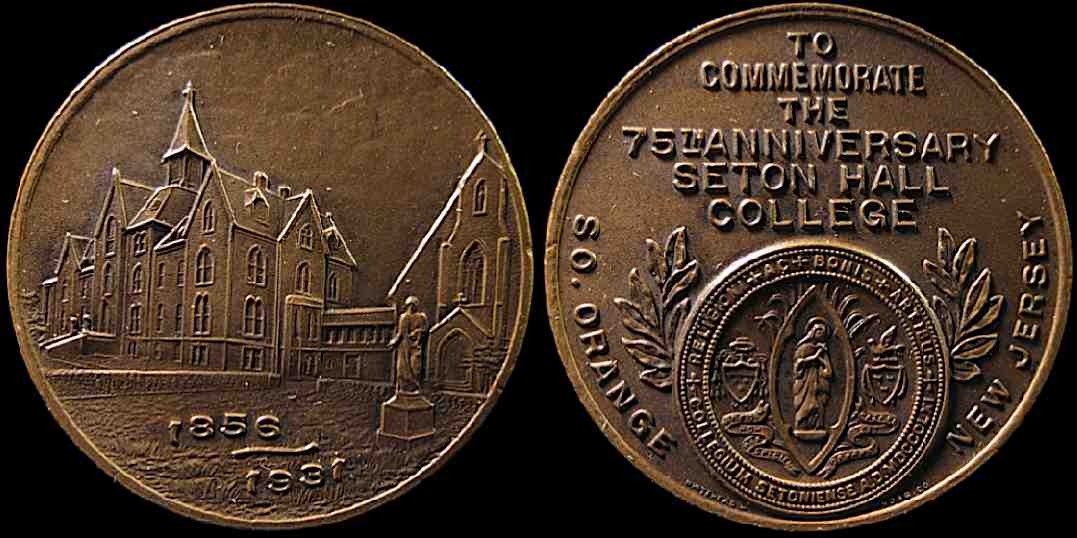 75th Anniversary Seton Hall College New Jersey 1856 1931 medal