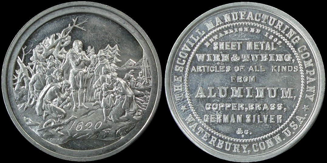 Scoville Manufacturing Company Aluminum Pilgrim 1620 medal