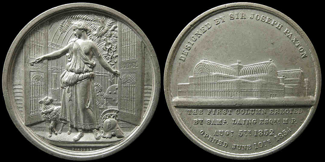 Crystal Palace London Sydenham designed Joseph Paxton 1854 medal