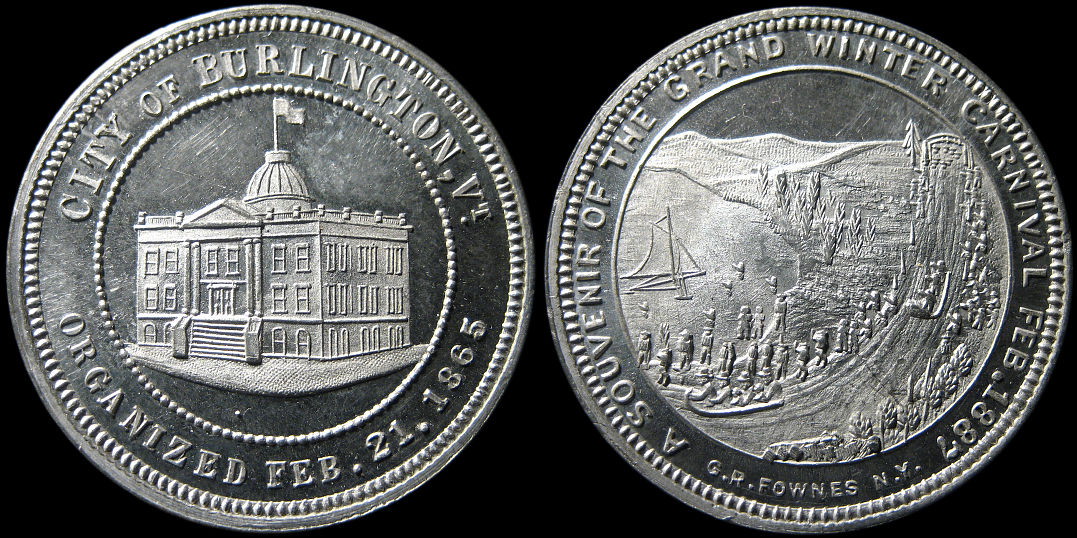 Souvenir Grand Winter Carnival February 1887 Burlington Vermont Medal