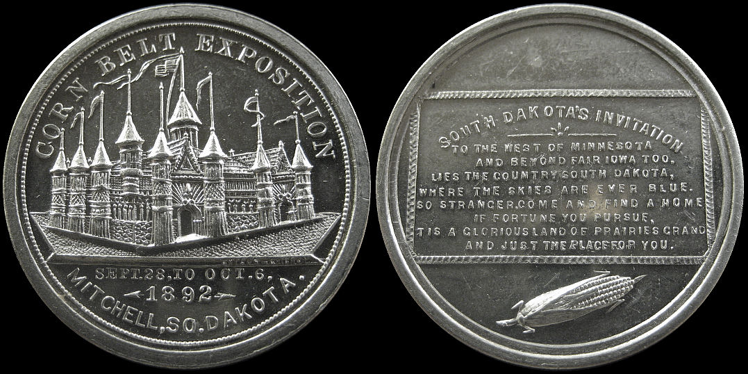Corn Belt Exposition Mitchell South Dakota 1892 Invitation Medal