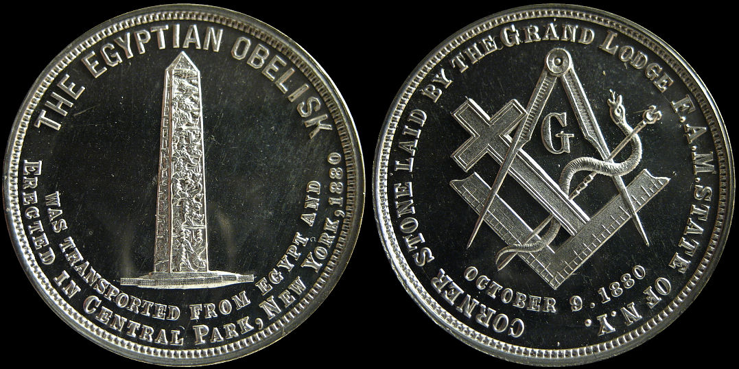 Egyptian Obelisk Transported To New York Central Park 1880 Masonic Medal