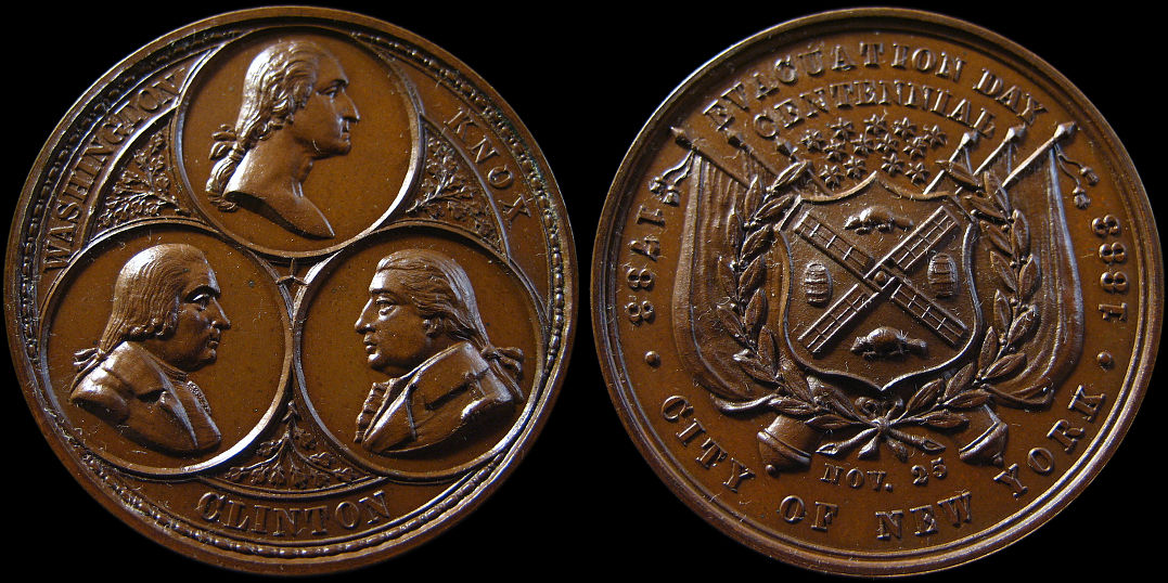 Evacuation Day Centennial New York 1883 Washington Clinton Knox Medal