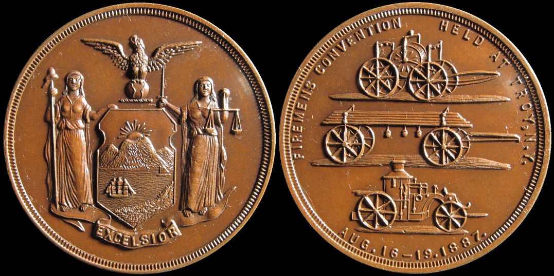 Firemens Convention Held at Troy New York August 1887 Medal