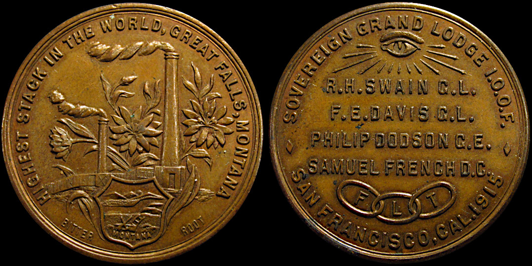 Highest Stack In The World, Great Falls, Montana Bitter Root IOOF San Francisco Medal
