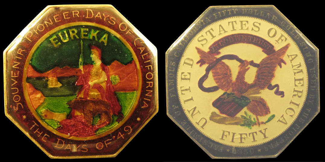 Fifty Dollar Imitation Gold Slug Eureka Souvenir Pioneer Days of 49