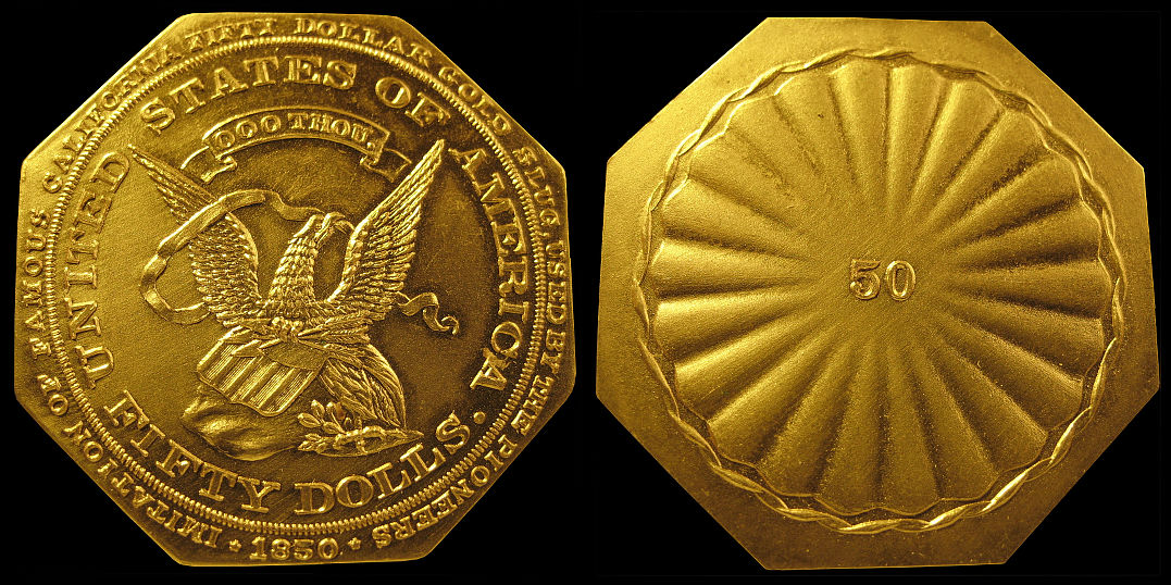 Fifty Dollar Imitation Gold Slug 50 Rays Target Reverse