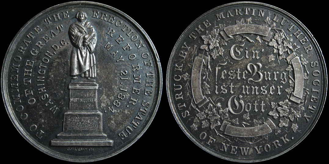 Erection of the Martin Luther Statue New York 1884 Medal