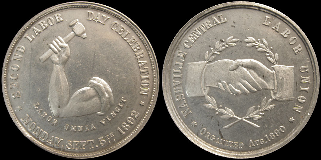 Second Labor Day Celebration Nashville Central Labor Union 1892 Medal
