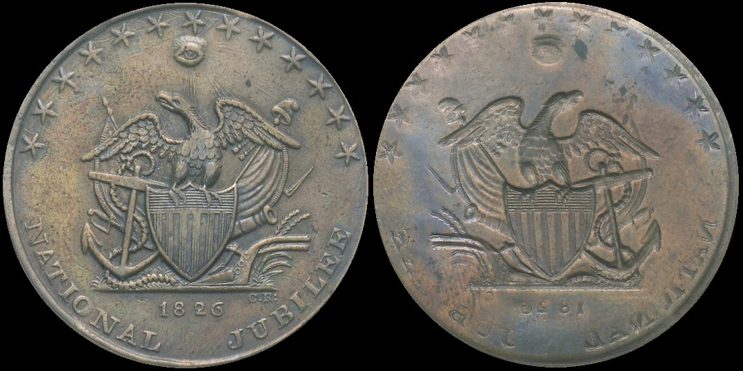 Semicentennial 1826 National Jubilee brockage 50 year Medal.