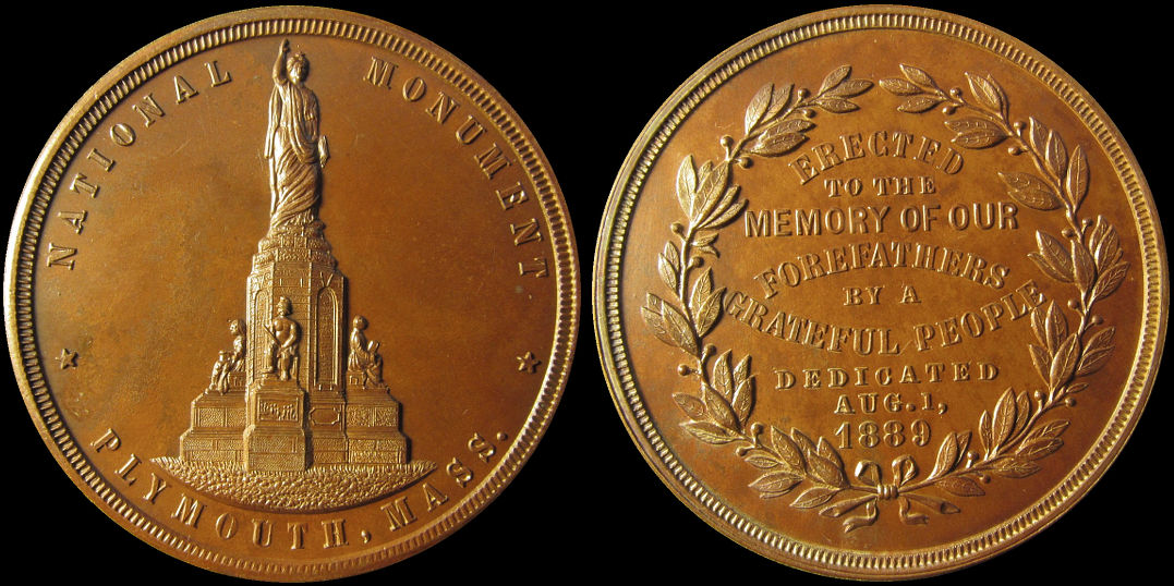 National Monument Plymouth Massachusetts Memory Of Our Forefathers Grateful 1889 Medal