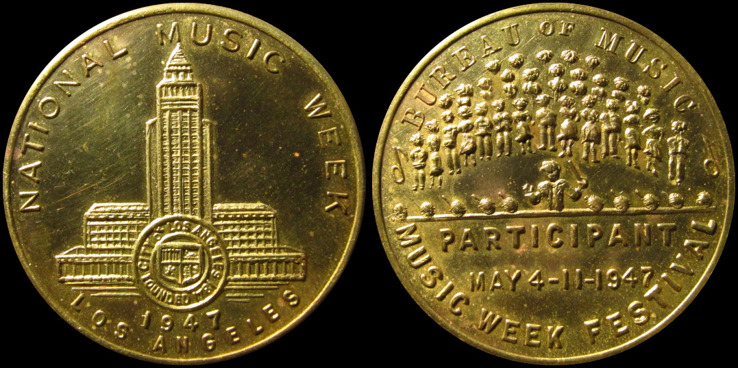 National Music Week Los Angeles 1947 Bureau Of Music Participant Medal