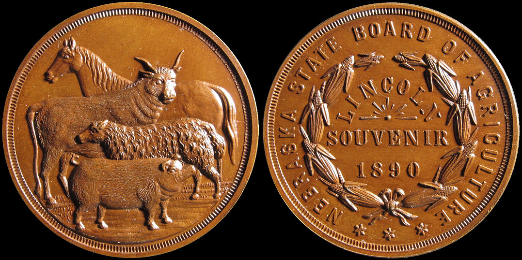 Lincoln Nebraska State Board of Agriculture 1890 Farm Animals Medal