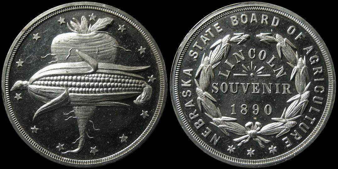 Lincoln Nebraska State Board of Agriculture Souvenir 1890 Medal