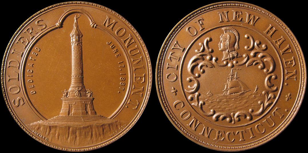 New Haven Connecticut Soldiers Monument Dedicated 1887 Medal