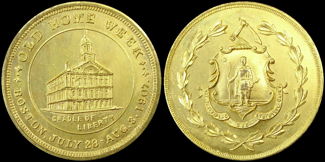Boston Old Home Week 1907 Faneuil Hall Medal