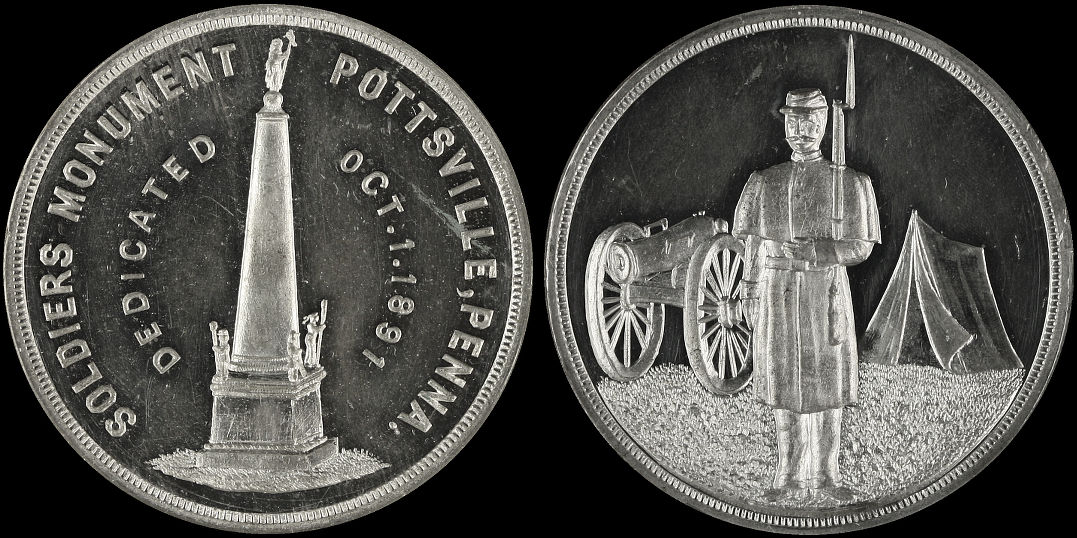 Soldiers Monument Pottsville Penna Pennsylvania Dedicated October 1891 Medal