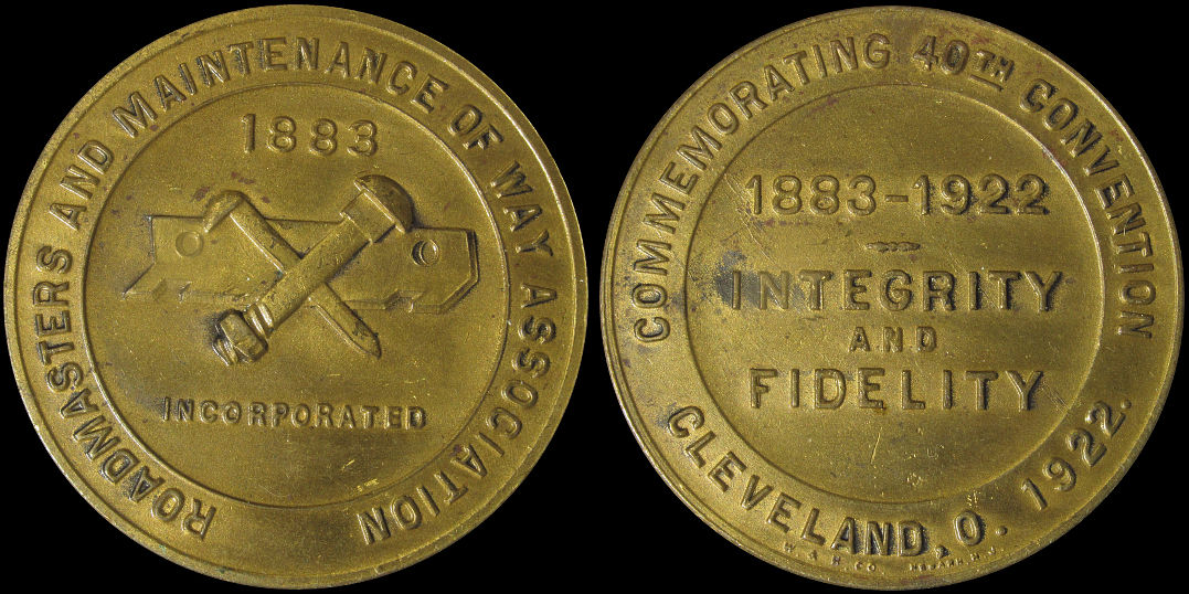 Roadmasters Maintenance Of Way Association 40th Convention Cleveland 1922 Medal