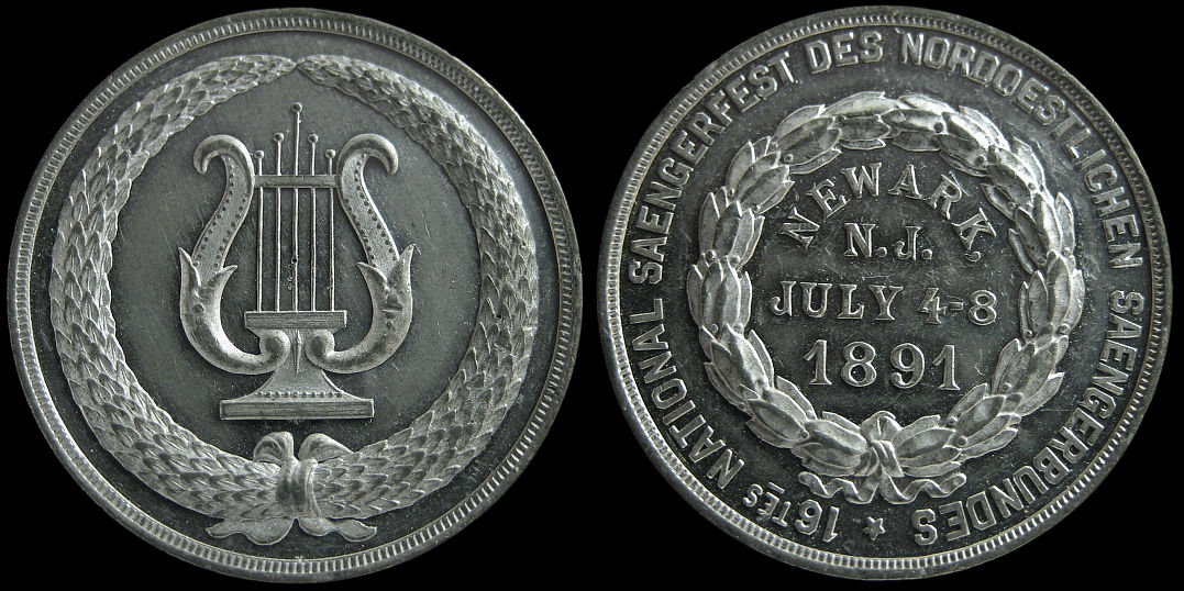 16th National Saengerfest Newark New Jersey July 1891 Medal