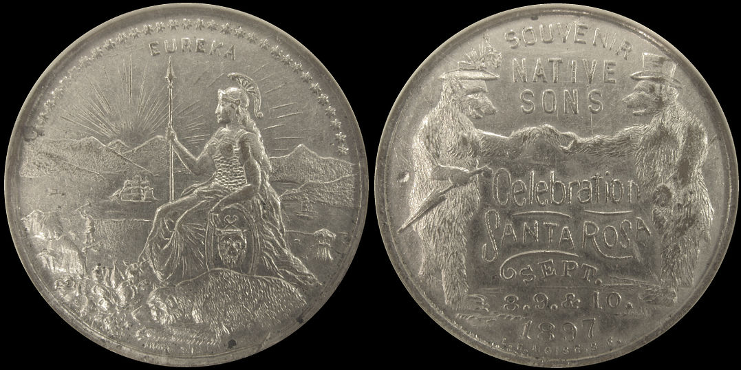Souvenir Native Sons Celebration Santa Rosa September 1897 Medal