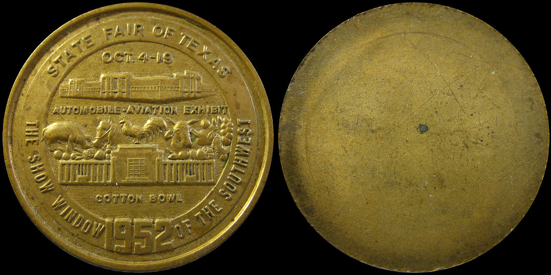 State Fair Of Texas Dallas October 1952 Medal