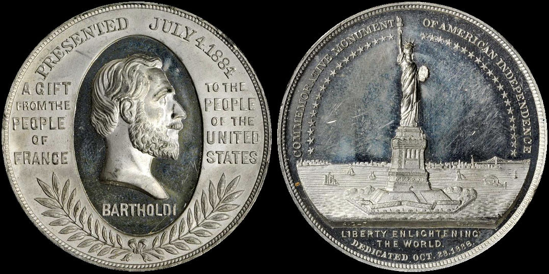 Statue of Liberty Gift From People of France 1886 Bartholdi Medal