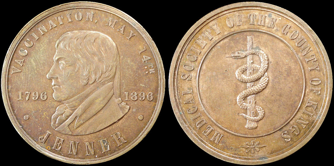 Vaccination 1896 Jenner Commemorative Medical Society County of Kings Medal