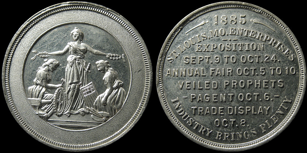 St. Louis Enterprises Exposition 1885 Veiled Prophets Pagent Medal