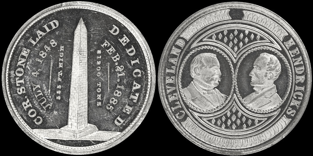 Washington Monument Corner Stone 1848 Dedicated 1885 Cleveland Hendricks Medal