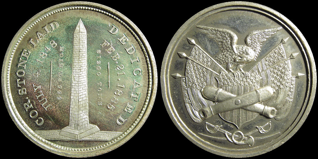 Washington Monument Corner Stone Laid 1848 Dedicated 1885 Medal