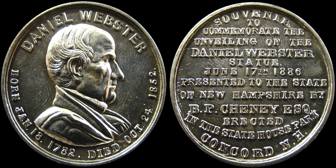 Unveiling of Daniel Webster Statue Concord New Hampshire 1886 Medal